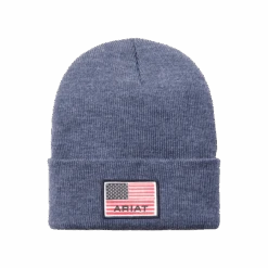 Ariat Rebar American Flag Denim Blue Heather Work Beanie 10053449