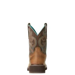 Ariat Ladies Fatbaby Heritage Distressed Brown & Fudge Boots 10021462 -Wildwest Boot Store 10021462 heel