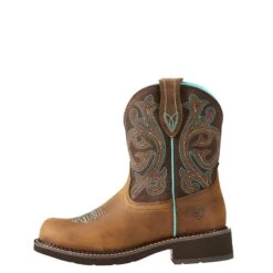 Ariat Ladies Fatbaby Heritage Distressed Brown & Fudge Boots 10021462 -Wildwest Boot Store 10021462 side