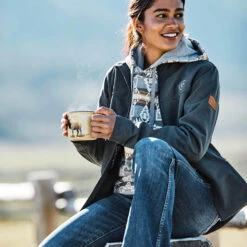 Ariat Ladies New Team Softshell Charcoal Pendleton® Jacket 10037663 -Wildwest Boot Store 10037663 lifestyle