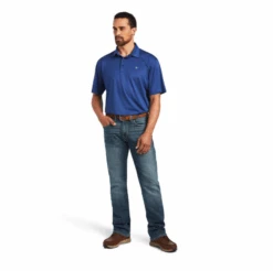 Ariat® Men's Charger 2.0 Nocturnal Blue Polo Shirt 10040592 -Wildwest Boot Store 10040592C