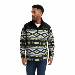 Ariat® Men's Lime Green Aztec Print 1/4 Zip Pullover 10041457