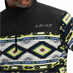 Ariat® Men's Lime Green Aztec Print 1/4 Zip Pullover 10041457 -Wildwest Boot Store 10041457b