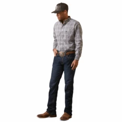 Ariat® Men's Classic Fit Team Houston Gray Button Down Shirt 10043873 9 Ariat® Men's Classic Fit Team Houston Gray Button Down Shirt 10043873 -Wildwest Boot Store 10043873e