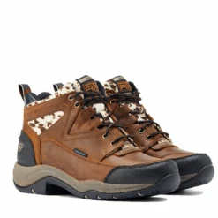 Ariat Ladies Terrain H2O Distressed Brown & Speckled Cow Print Boots 10044538 -Wildwest Boot Store 10044538g