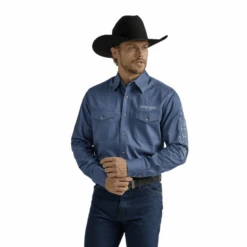 Wrangler® Men's Blue Snaps Button Down Shirt 2330340