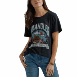 Wrangler Ladies Retro "Long Live Cowboys" Jet Black Boyfriend Tee 112344198