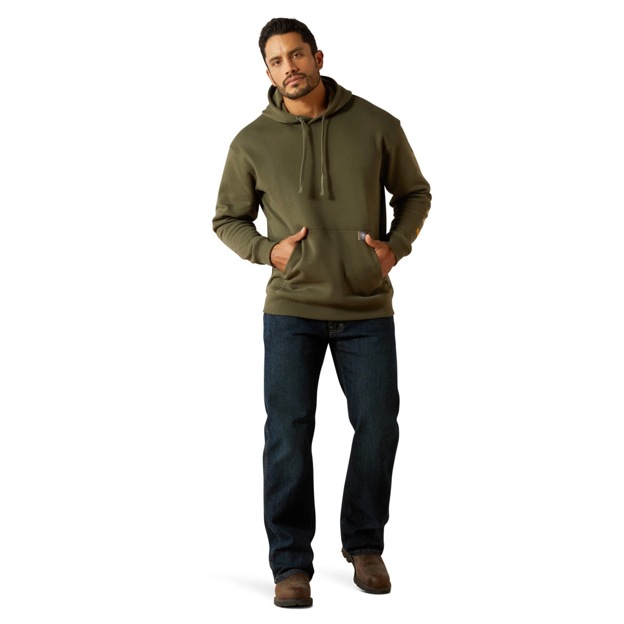 Ariat Men's Rebar Dried Herb Green Graphic Hoodie 10062544 4 Ariat Men's Rebar Dried Herb Green Graphic Hoodie 10062544 - Image 4