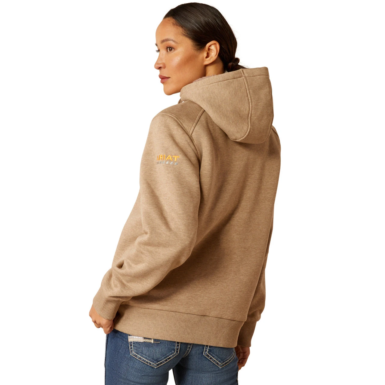 Ariat Ladies Rebar All Weather Oatmeal Heather Sherpa Full Zip Jacket 10053065 4 Ariat Ladies Rebar All Weather Oatmeal Heather Sherpa Full Zip Jacket 10053065 - Image 4
