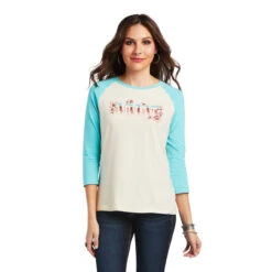 Ariat® Ladies R.E.A.L™ Shadow Logo White Swan & Amazonite T-shirt 10040620