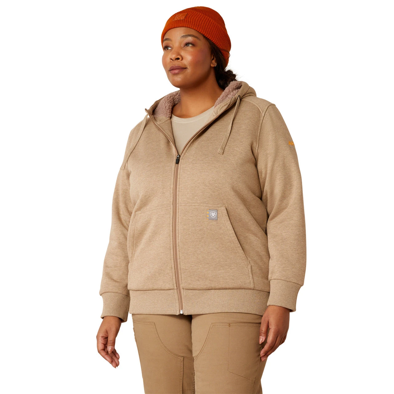 Ariat Ladies Rebar All Weather Oatmeal Heather Sherpa Full Zip Jacket 10053065 2 Ariat Ladies Rebar All Weather Oatmeal Heather Sherpa Full Zip Jacket 10053065 - Image 2