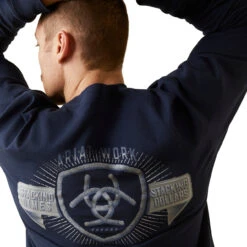 Ariat Men's Rebar Cotton Strong Stacking Dimes Navy Shirt 10046348 -Wildwest Boot Store 1280 g10qQptnbfI31Mle