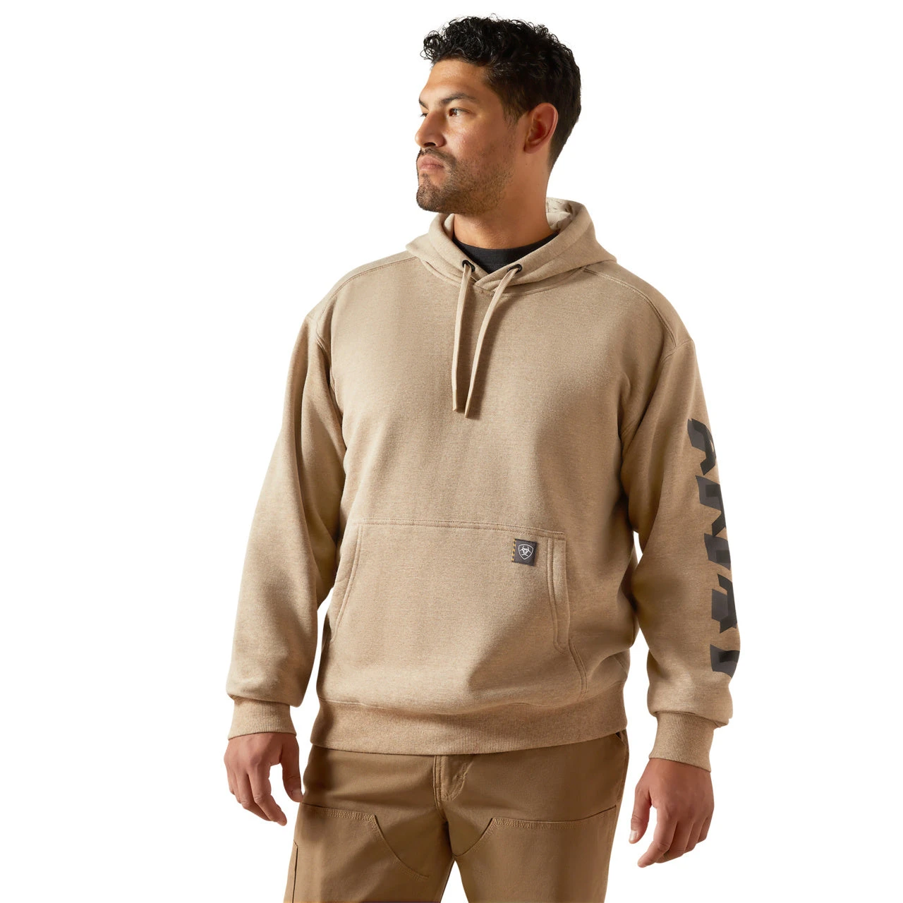 Ariat Men's Rebar Oatmeal Heather Lightweight Logo Hoodie 10062712 1 Ariat Men's Rebar Oatmeal Heather Lightweight Logo Hoodie 10062712