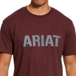 Ariat® Men's Rebar Cottonstrong Block Logo Burgundy Shirt 10030289