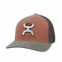 Hooey "Coach" Graphic Rust & Grey Flex Fit Trucker Cap 2112RUGY-01