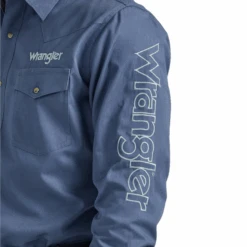 Wrangler® Men's Blue Snaps Button Down Shirt 2330340 5 Wrangler® Men's Blue Snaps Button Down Shirt 2330340 -Wildwest Boot Store 2330340c