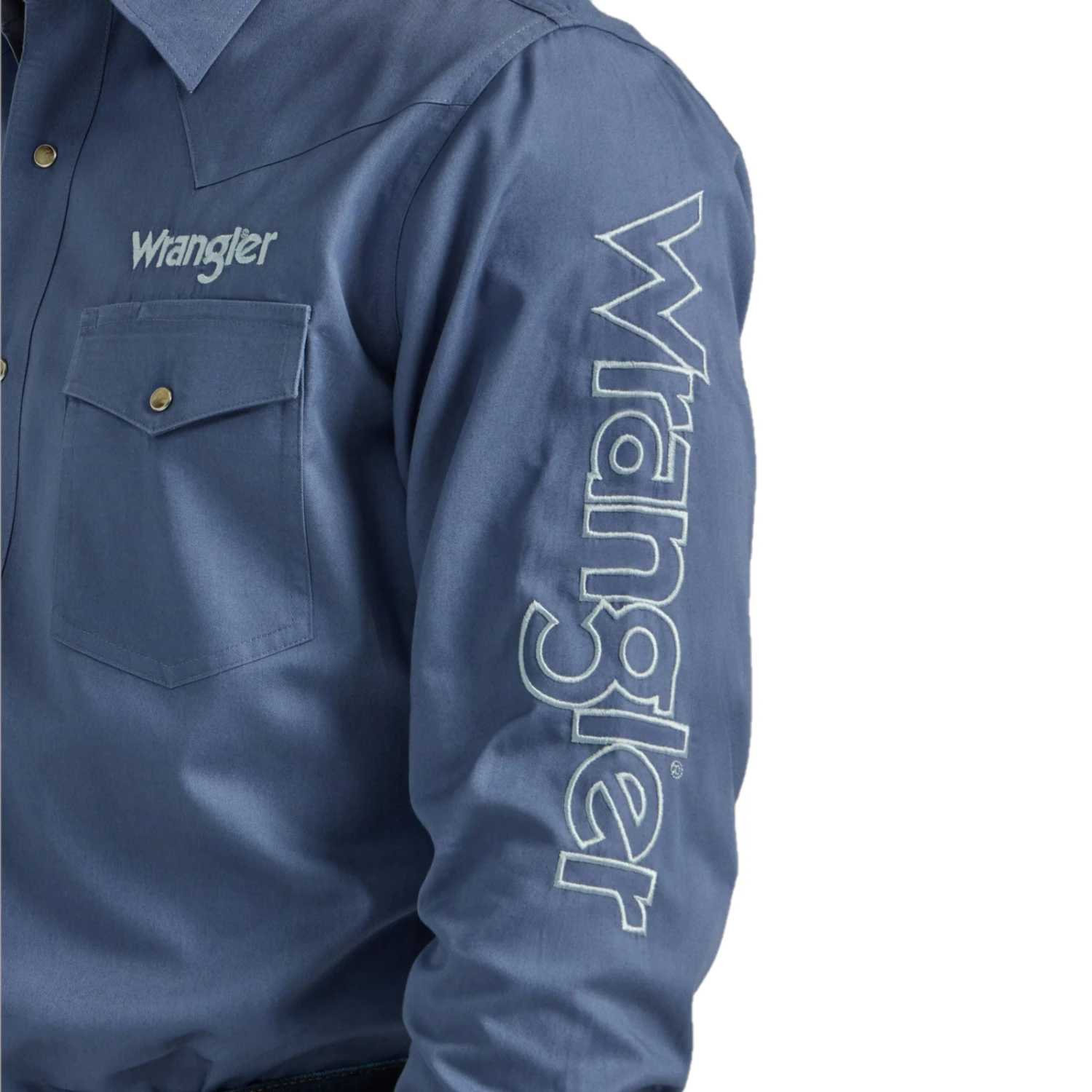 Wrangler® Men's Blue Snaps Button Down Shirt 2330340 3 Wrangler® Men's Blue Snaps Button Down Shirt 2330340 - Image 3