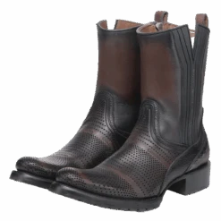 Cuadra Men's Chocolate Laser & Woven Zip Up Leather Boots CU942 -Wildwest Boot Store 2T53RS CHOCO res crust castano bota par