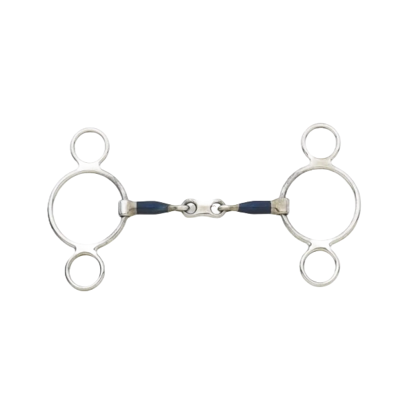 Centaur Blue Steel 2 Ring French Link Gag Bit 5" 1 Centaur Blue Steel 2 Ring French Link Gag Bit 5"