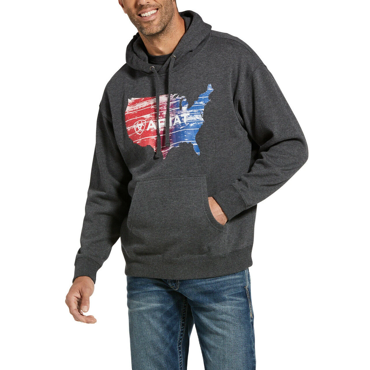 Ariat® Men's US Plank Charcoal Heather Hoodie 10033194 1 Ariat® Men's US Plank Charcoal Heather Hoodie 10033194