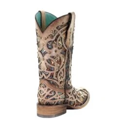 Corral Boots Corral Ladies Bone & Multicolor Inlay & Studs Square Toe Boots C3405 -Wildwest Boot Store 57 4b946f7e b0f6 4850 a73a 98847050643e