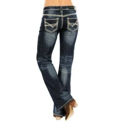 Rock & Roll Denim Ladies Riding Boot Cut Jeans W7-9516