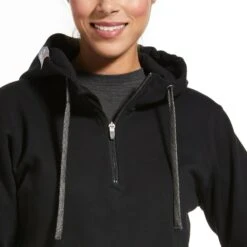 Ariat® Ladies Rebar™ Skill-Set Black 1/2-Zip Hoodie 10032914 -Wildwest Boot Store 57 8229c800 40b6 4aaf afce 8f7afa65ec4e
