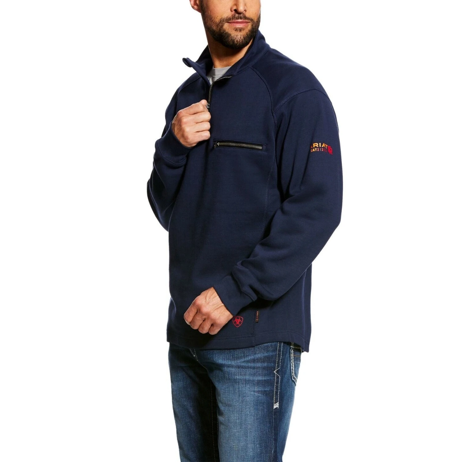 Ariat® Men's FR Rev 1/4 Zip Top Navy Pullover Sweatshirt 10022333 1 Ariat® Men's FR Rev 1/4 Zip Top Navy Pullover Sweatshirt 10022333