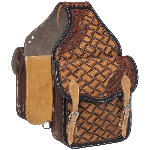 Tough 1 Basket Tooled Saddle Bag 1 Tough 1 Basket Tooled Saddle Bag