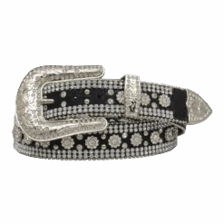 Angel Ranch Ladies Black Gator Print Studded Glitz Leather Belt DA1070