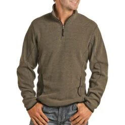 Powder River Outfitters Men's Olive Sweater Fleece Pullover 91-6661-31