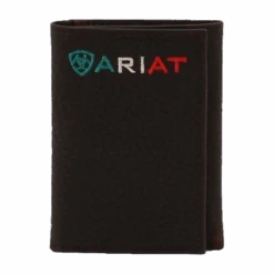Ariat® Men's Mexico Flag Logo Brown Leather Trifold Wallet A35508282
