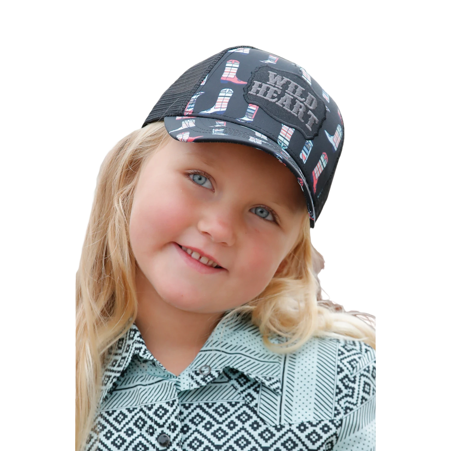 Cinch Youth Girl's Black Western Boot Trucker Cap CCC0042028 1 Cinch Youth Girl's Black Western Boot Trucker Cap CCC0042028