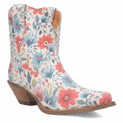 Dingo Ladies Pixie Rose White Snip Toe Booties DI178