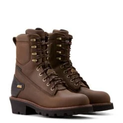 Ariat Men's Powerline 8" Oily Distressed Brown Waterproof Work Boots 10018563 -Wildwest Boot Store F17 MNS WORK 10018563 pair