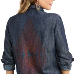 Ariat® Ladies Parker Long Sleeve Denim Blue Button Up Shirt 10037240 7 Ariat® Ladies Parker Long Sleeve Denim Blue Button Up Shirt 10037240 -Wildwest Boot Store F21 WMS WEST 10037240 detail01