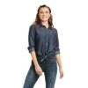 Ariat® Ladies Parker Long Sleeve Denim Blue Button Up Shirt 10037240