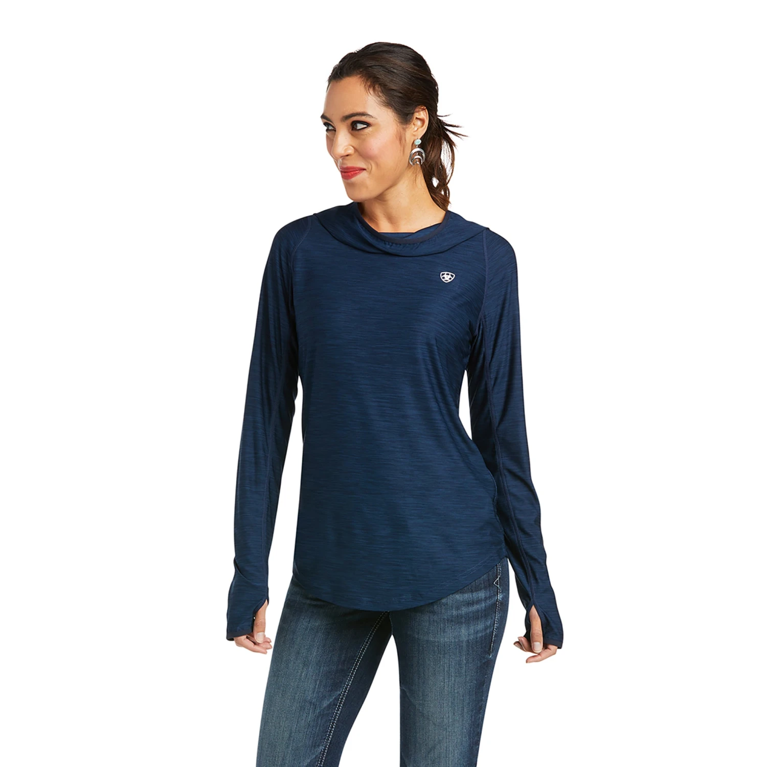 Ariat Ladies Laguna Long Sleeve Navy Hoodie Pullover 10037416 1 Ariat Ladies Laguna Long Sleeve Navy Hoodie Pullover 10037416