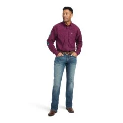 Ariat® Men's Pro Team Copper Beet Red Button Down Shirt 10042355 -Wildwest Boot Store F22 MNS WEST 10042355 full