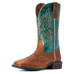 Ariat® Men's Wild Thang Brown & Green Square Toe Boots 10042393 -Wildwest Boot Store F22 MNS WEST 10042393 3 4 front