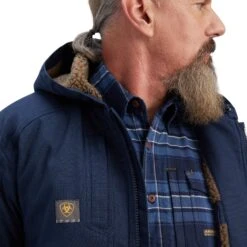 Ariat® Men's Rebar Dura-Canvas Full Zip Navy Jacket 10041539 -Wildwest Boot Store F22 MNS WORK 10041539 detail01