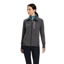 Ariat Ladies Team Logo Full Zip Charcoal Grey Sweatshirt 10041227