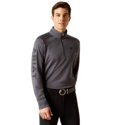Ariat Men's Tek Team Ebony Grey 1/2 Zip Sweatshirt 10046680