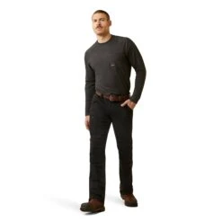 Ariat Men's Rebar M5 Made Tough Knee Guardian Black Straight Leg Pant 10045376 11 Ariat Men's Rebar M5 Made Tough Knee Guardian Black Straight Leg Pant 10045376 -Wildwest Boot Store F23 MNS WORK 10045376 full