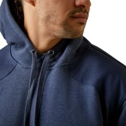 Ariat Men's Rebar Workman DuraCanvas Navy Heather Hoodie 10046149 -Wildwest Boot Store F23 MNS WORK 10046149 detail03