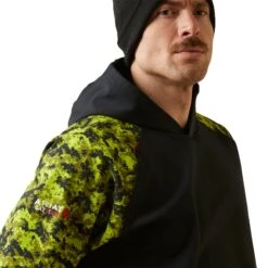 Ariat Men's FR DuraStretch Patriot Camo Black & Lime Hoodie 10046610 -Wildwest Boot Store F23 MNS WORK 10046610 detail02
