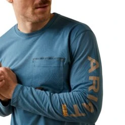 Ariat Men's Rebar Workman Indian Teal & Tigers Eye Logo T-Shirt 10046633 9 Ariat Men's Rebar Workman Indian Teal & Tigers Eye Logo T-Shirt 10046633 -Wildwest Boot Store F23 MNS WORK 10046633 detail01