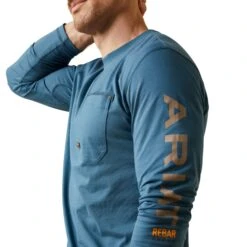 Ariat Men's Rebar Workman Indian Teal & Tigers Eye Logo T-Shirt 10046633 10 Ariat Men's Rebar Workman Indian Teal & Tigers Eye Logo T-Shirt 10046633 -Wildwest Boot Store F23 MNS WORK 10046633 detail02