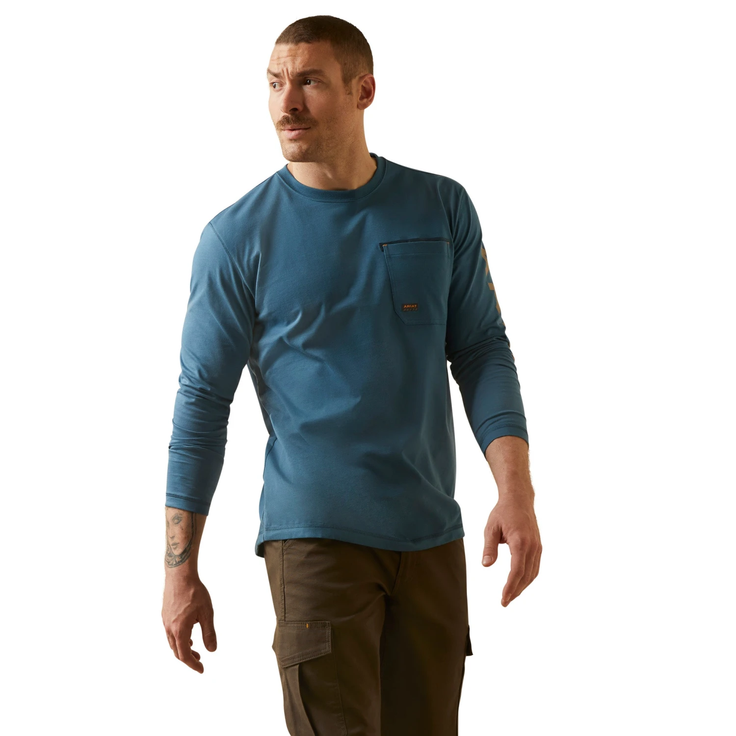 Ariat Men's Rebar Workman Indian Teal & Tigers Eye Logo T-Shirt 10046633 1 Ariat Men's Rebar Workman Indian Teal & Tigers Eye Logo T-Shirt 10046633