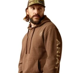 Ariat Men's Chestnut Tan Logo Hoodie 10052769 -Wildwest Boot Store F24 MNS WEST 10052769 detail01
